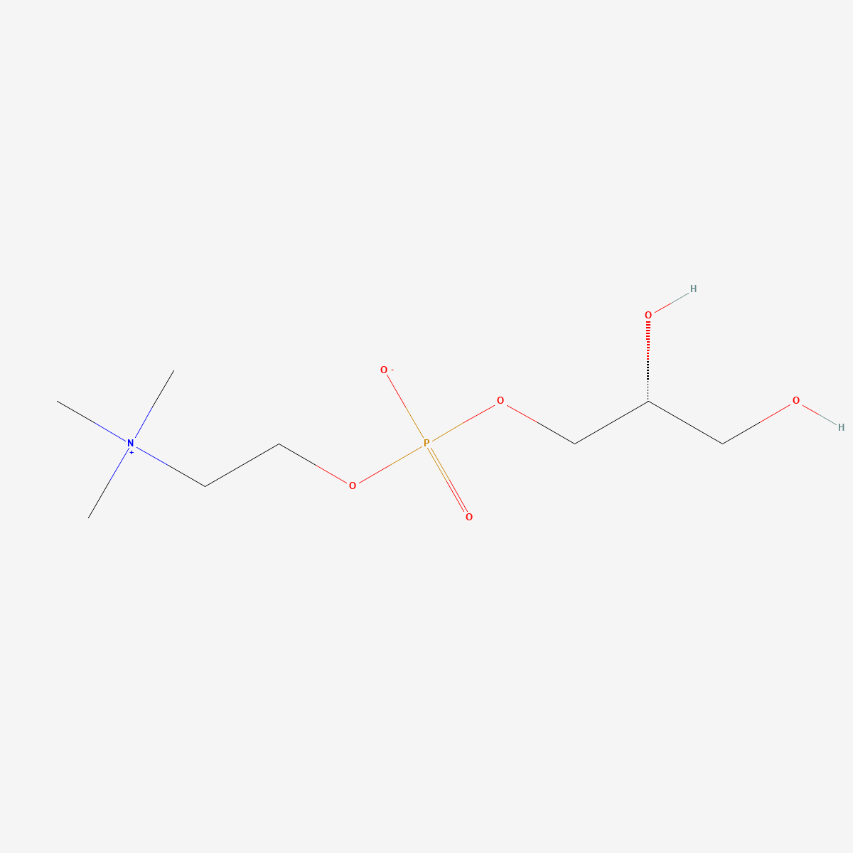 Two-dimensional skeletal structure of alpha-gpc, CAS 28319-77-9, molecular formula C8H20NO6P, molecular weight 257.22 g/mol