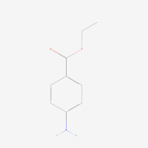 Two-dimensional skeletal structure of benzocaine, CAS 94-09-7, molecular formula C9H11NO2, molecular weight 165.19 g/mol