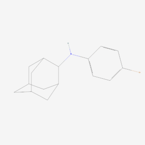 Two-dimensional skeletal structure of bromantane, CAS 87913-26-6, molecular formula C16H20BrN, molecular weight 306.24 g/mol