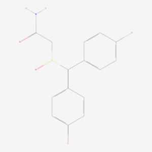 Two-dimensional skeletal structure of flmodafinil, CAS 90280-13-0, molecular formula C15H13F2NO2S, molecular weight 309.3 g/mol