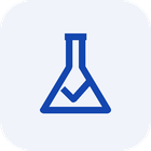 Laboratory flask with check mark: lab-backed purity guarantee