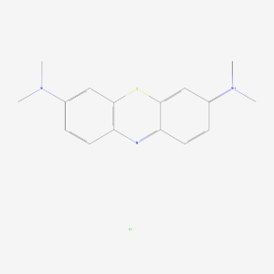 Two-dimensional skeletal structure of methylene blue, CAS 61-73-4, molecular formula C16H18ClN3S, molecular weight 319.9 g/mol