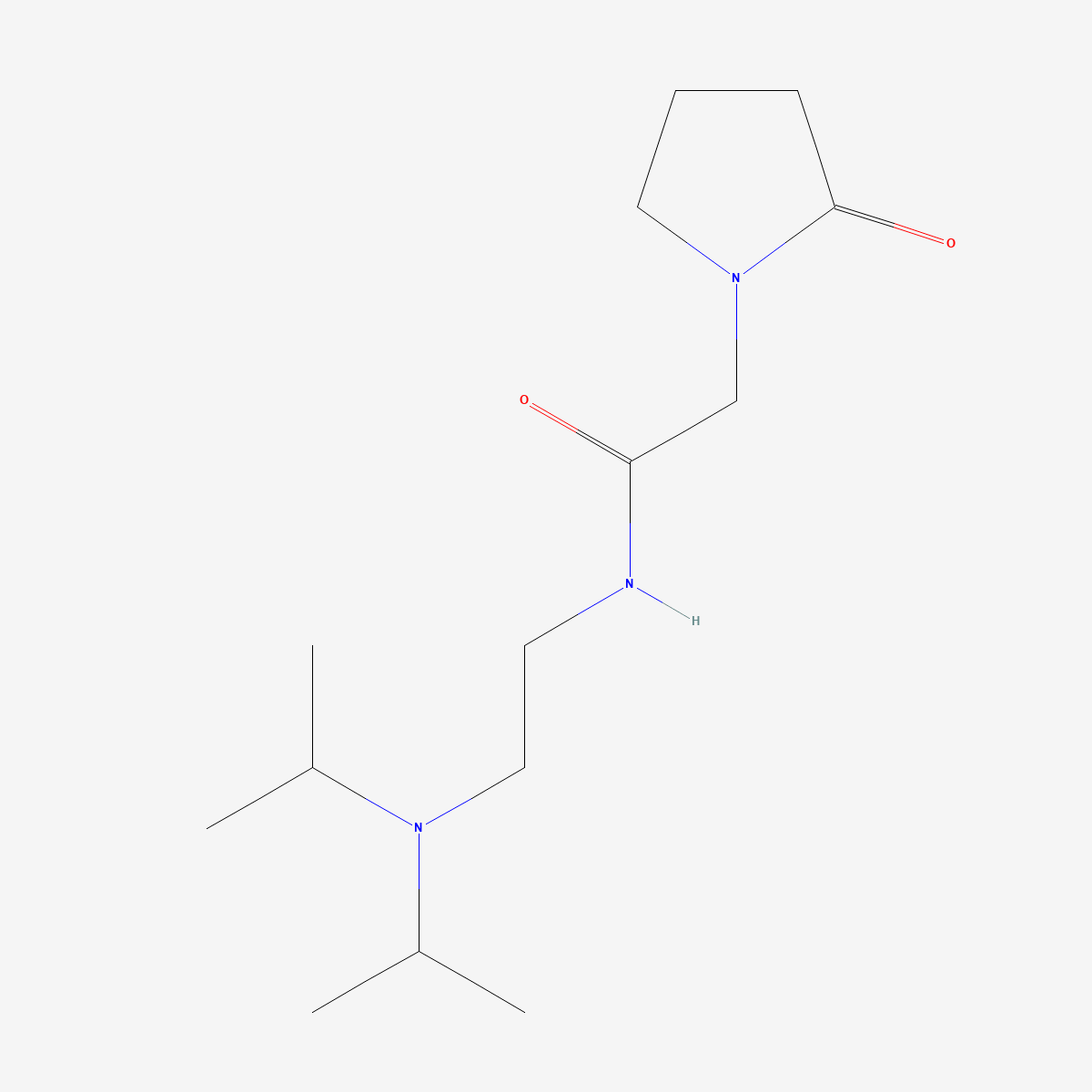 Two-dimensional skeletal structure of pramiracetam, CAS 68497-62-1, molecular formula C14H27N3O2, molecular weight 269.38 g/mol