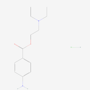 Two-dimensional skeletal structure of procaine hcl, CAS 51-05-8, molecular formula C13H21ClN2O2, molecular weight 272.77 g/mol