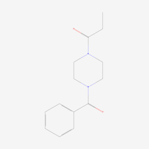 Two-dimensional skeletal structure of sunifiram, CAS 314728-85-3, molecular formula C14H18N2O2, molecular weight 246.30 g/mol