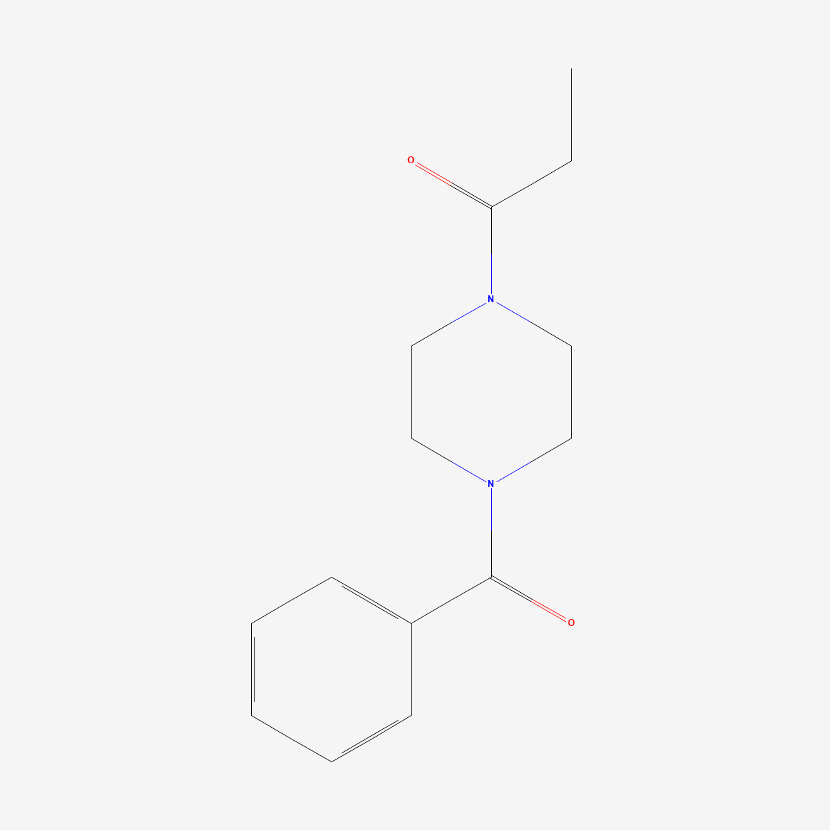 Two-dimensional skeletal structure of sunifiram, CAS 314728-85-3, molecular formula C14H18N2O2, molecular weight 246.30 g/mol